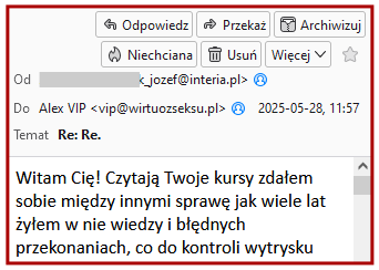 Opinia uczestnika kursu kontroli wytrysku